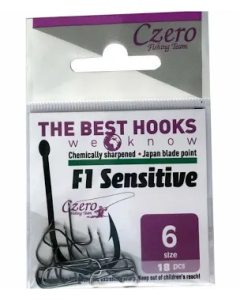 Carlige Czero F1 Sensitive Barbed, Black Nickel Nr.16, 18buc/plic